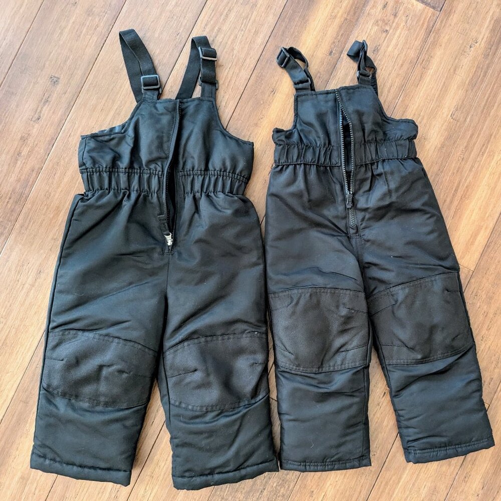 2 t Black zip up snow pant /bibs